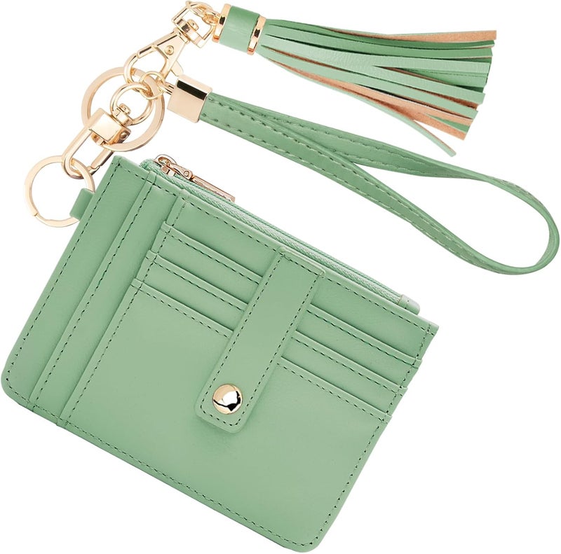 KNGITRYI Small Wristlet Wallets for Women RFID Credit Card Holder Wallet Keychain Wristlet Wallet Credit Card Wallets for Women (Mint Green) - Image 1